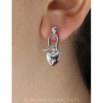 NSA|Orecchini Donna Argento 925 ITALIANO : cuore a ciondolino