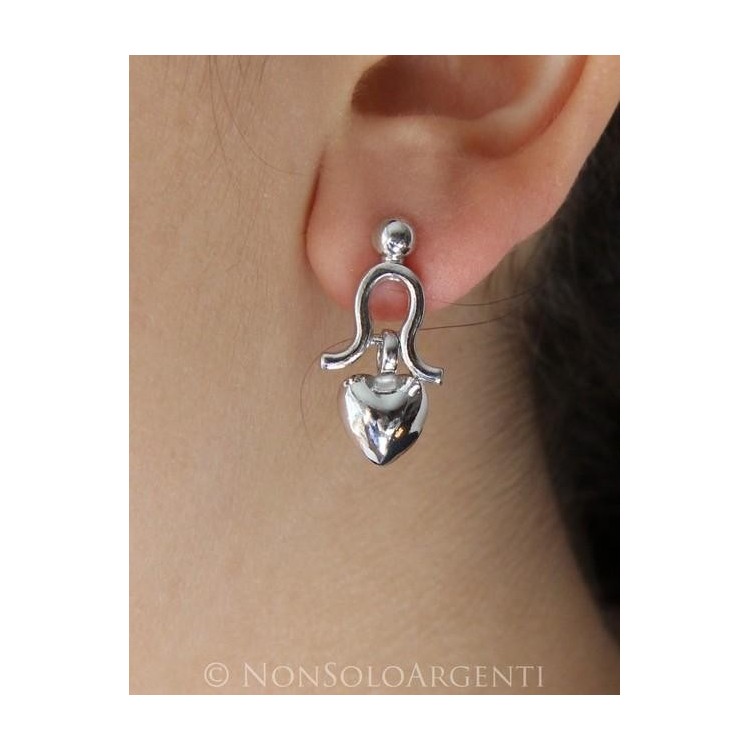 NSA|Orecchini Donna Argento 925 ITALIANO : cuore a ciondolino