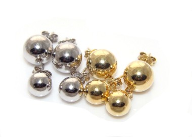 NSA|Earrings Silver 925 balls balls in 2 sizes 10 and 8 mm rhodium yellow gold woman