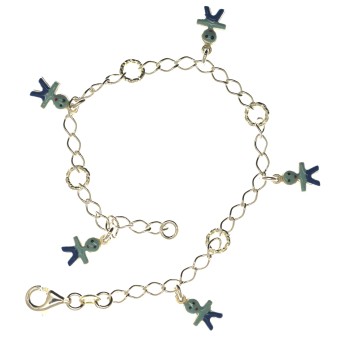 NSA|925 silver: twisted baby rolo children's bracelet with 5 light blue enamelled pendants