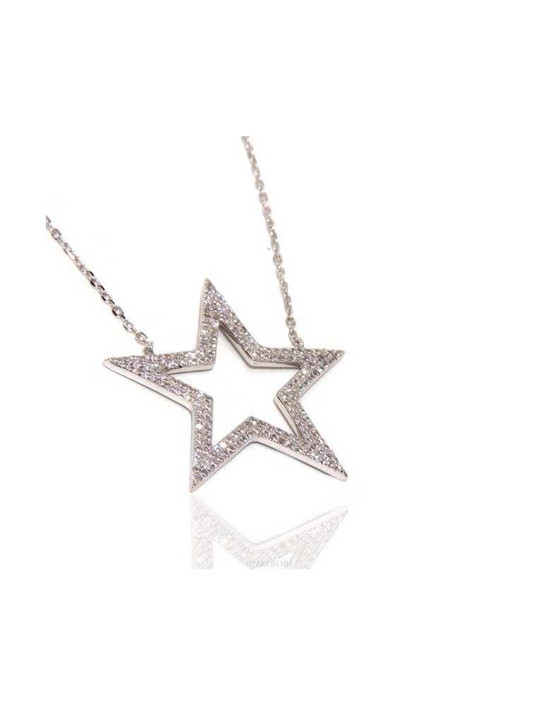 Large star online necklace silver