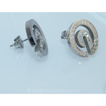 NSA|Orecchini ACCIAIO a bottone - Stainless Steel - Cerchi al lobo con farfallina