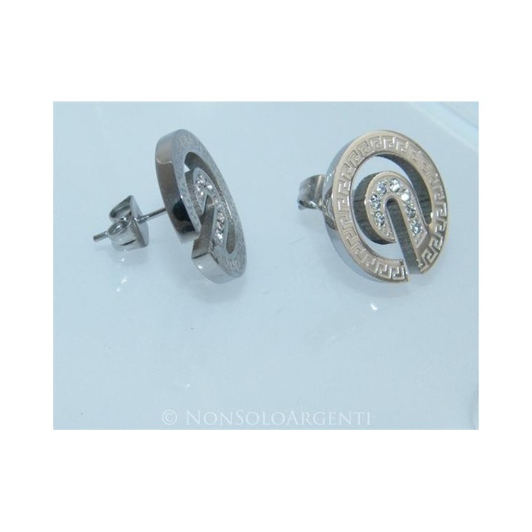 NSA|Orecchini ACCIAIO a bottone - Stainless Steel - Cerchi al lobo con farfallina