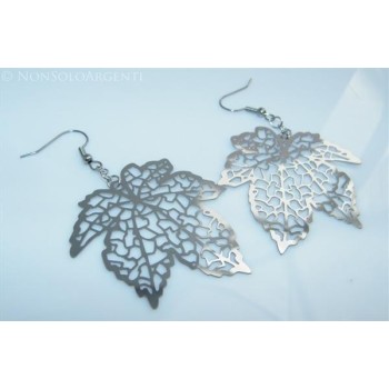 NSA|Orecchini ACCIAIO - Stainless Steel - Ciondoli foglie traforate taglio laser