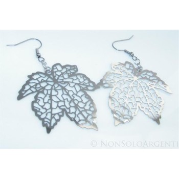NSA|Orecchini ACCIAIO - Stainless Steel - Ciondoli foglie traforate taglio laser