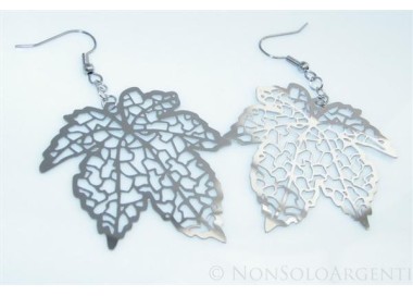 NSA|Orecchini ACCIAIO - Stainless Steel - Ciondoli foglie traforate taglio laser
