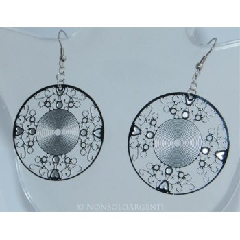 NSA|Orecchini ACCIAIO - Stainless Steel - Ciondoli disco filigrana traforati taglio laser