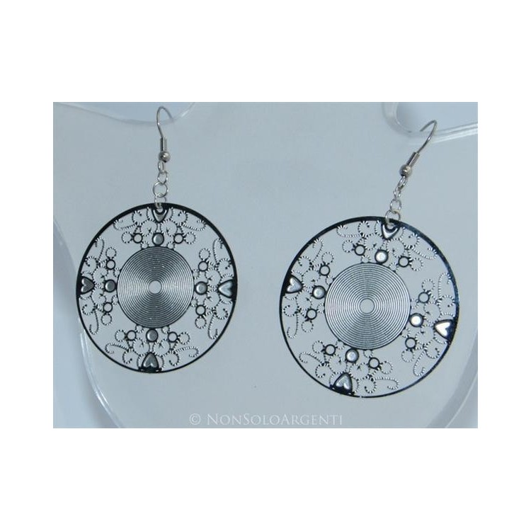 NSA|Orecchini ACCIAIO - Stainless Steel - Ciondoli disco filigrana traforati taglio laser