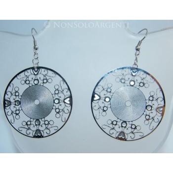 NSA|Orecchini ACCIAIO - Stainless Steel - Ciondoli disco filigrana traforati taglio laser