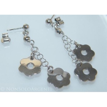 NSA|Argento 925 : orecchini donna pallina e farfallina ciondoli fiori lisci