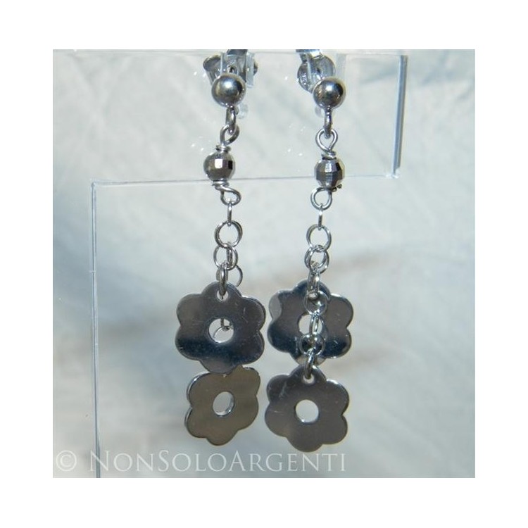 NSA|Argento 925 : orecchini donna pallina e farfallina ciondoli fiori lisci