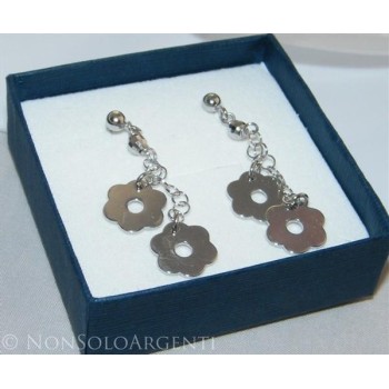 NSA|Argento 925 : orecchini donna pallina e farfallina ciondoli fiori lisci