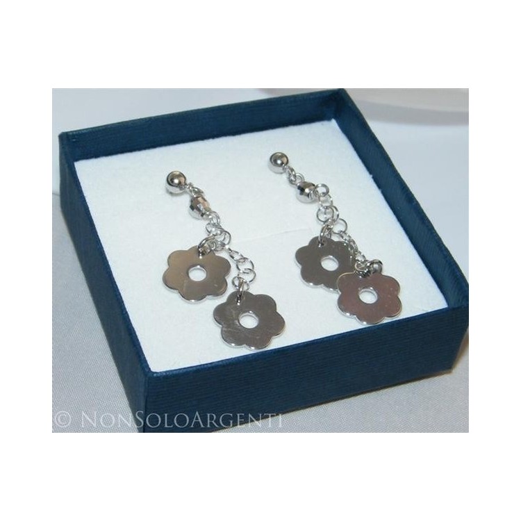 NSA|Argento 925 : orecchini donna pallina e farfallina ciondoli fiori lisci