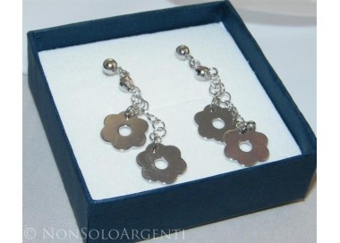 NSA|Argento 925 : orecchini donna pallina e farfallina ciondoli fiori lisci