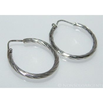 NSA|925 silver: women's earrings with medium hoops 2.10 cm diamond tube