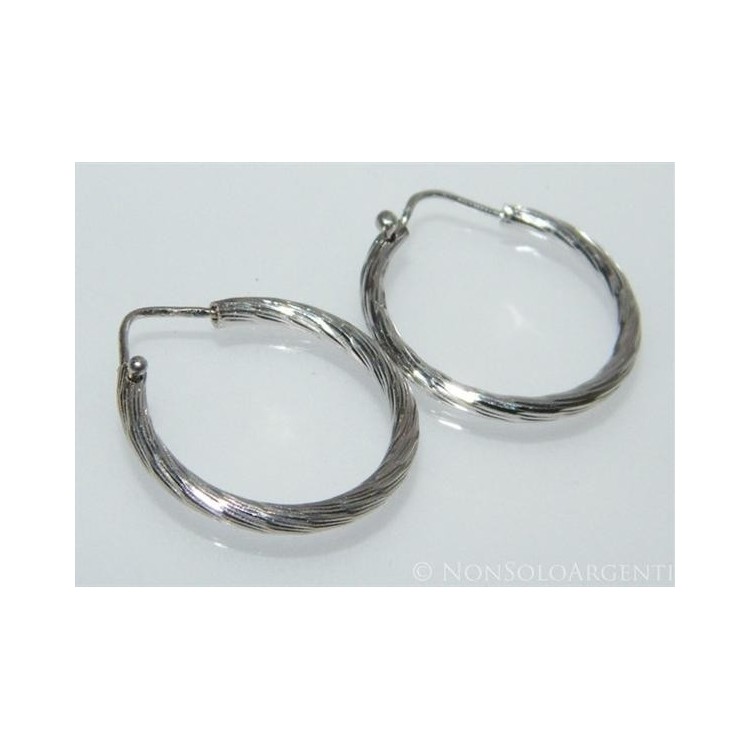 NSA|925 silver: women's earrings with medium hoops 2.10 cm diamond tube