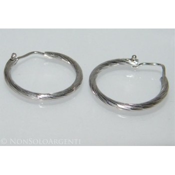 NSA|925 silver: women's earrings with medium hoops 2.10 cm diamond tube