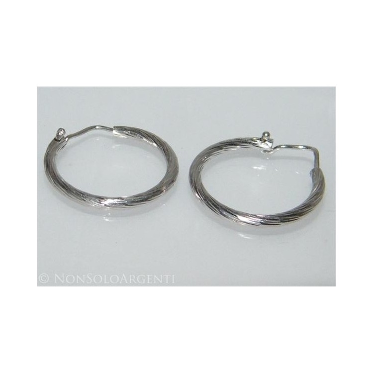NSA|925 silver: women's earrings with medium hoops 2.10 cm diamond tube