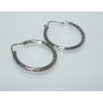 NSA|925 silver: women's earrings with medium hoops 2.10 cm diamond tube