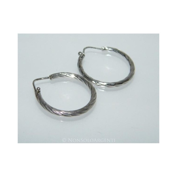 NSA|925 silver: women's earrings with medium hoops 2.10 cm diamond tube