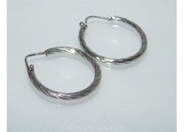 NSA|925 silver: women's earrings with medium hoops 2.10 cm diamond tube