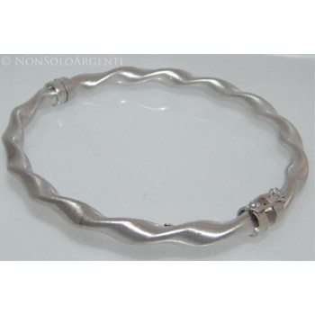 NSA|Argento 925 : bracciale uomo o donna rigido cerchio Molla tochon satinato chiusura sicurezza