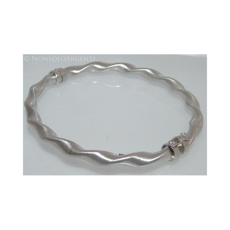 NSA|Argento 925 : bracciale uomo o donna rigido cerchio Molla tochon satinato chiusura sicurezza