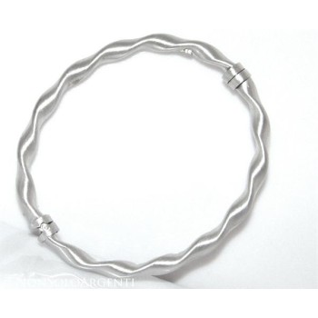 NSA|Argento 925 : bracciale uomo o donna rigido cerchio Molla tochon satinato chiusura sicurezza