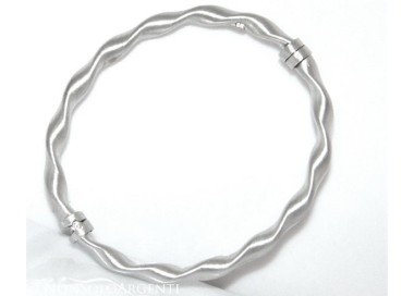 NSA|Argento 925 : bracciale uomo o donna rigido cerchio Molla tochon satinato chiusura sicurezza
