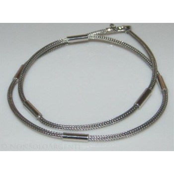 NSA|Argento 925 : Collana fox tail cavetto con 5 barilotti per uomo e donna