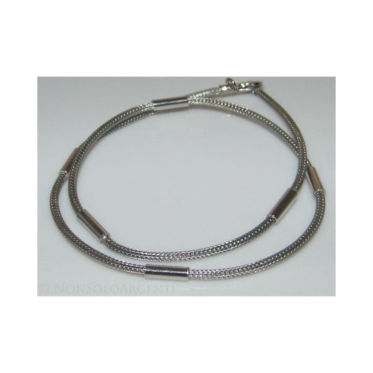 NSA|Argento 925 : Collana fox tail cavetto con 5 barilotti per uomo e donna