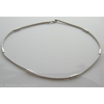 NSA|Argento 925 : Collana fox tail cavetto con 5 barilotti per uomo e donna