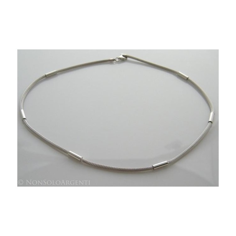 NSA|Argento 925 : Collana fox tail cavetto con 5 barilotti per uomo e donna