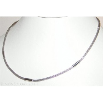 NSA|Argento 925 : Collana fox tail cavetto con 5 barilotti per uomo e donna