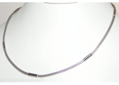 NSA|Argento 925 : Collana fox tail cavetto con 5 barilotti per uomo e donna