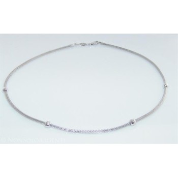NSA|Argento 925 : Collana fox tail cavetto con 4 palline diamantate per uomo e donna