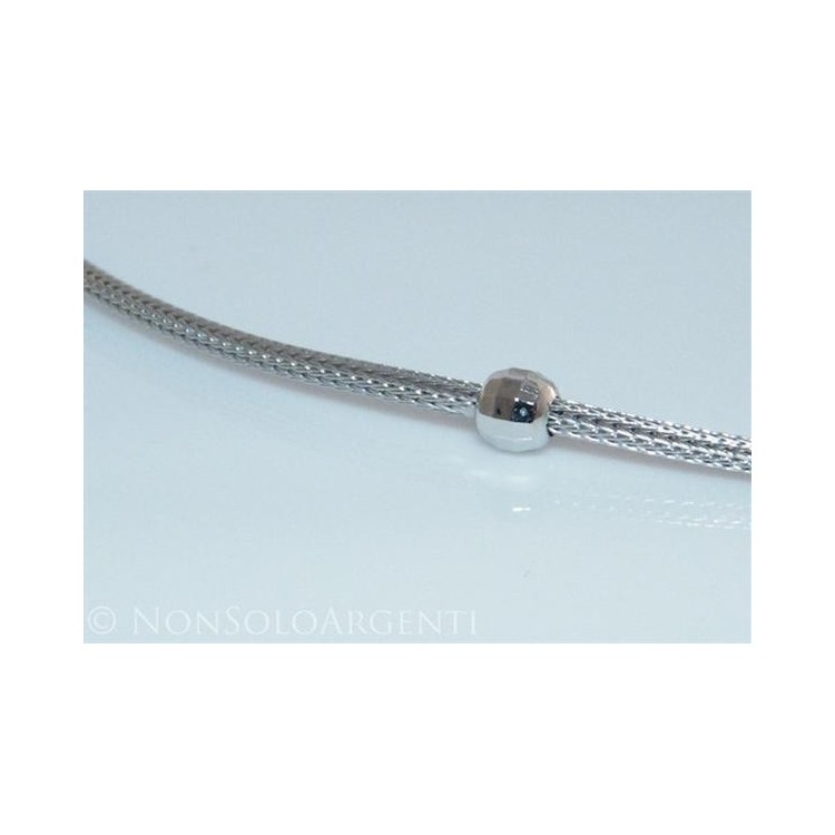 NSA|Argento 925 : Collana fox tail cavetto con 4 palline diamantate per uomo e donna