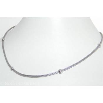 NSA|Argento 925 : Collana fox tail cavetto con 4 palline diamantate per uomo e donna