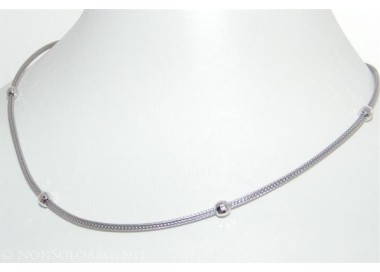 NSA|Argento 925 : Collana fox tail cavetto con 4 palline diamantate per uomo e donna