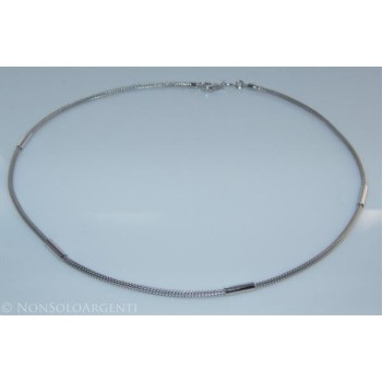 NSA|Argento 925 : Collana fox tail cavetto con 4 barilotti per uomo e donna