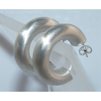 NSA|Orecchini Donna Argento 925 ITALIANO Anelle Cerchi sabbiati con perno e farfallina in 5 modelli