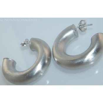 NSA|Orecchini Donna Argento 925 ITALIANO Anelle Cerchi sabbiati con perno e farfallina in 5 modelli