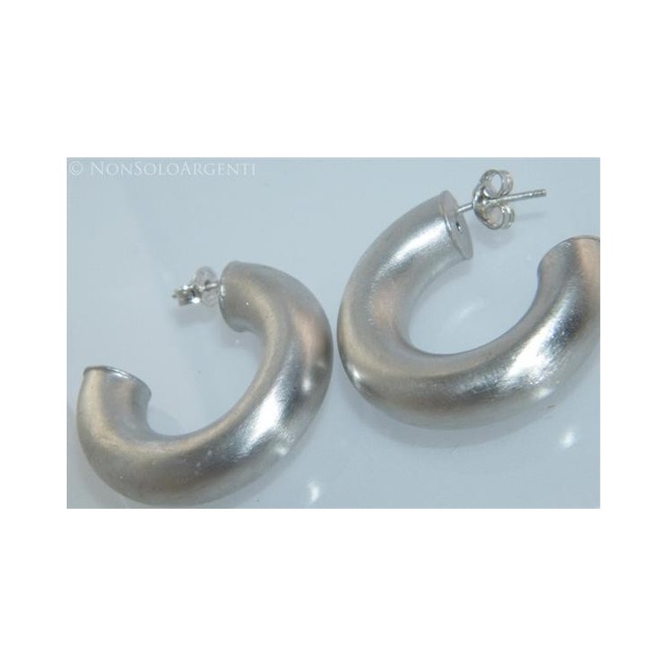 NSA|Orecchini Donna Argento 925 ITALIANO Anelle Cerchi sabbiati con perno e farfallina in 5 modelli