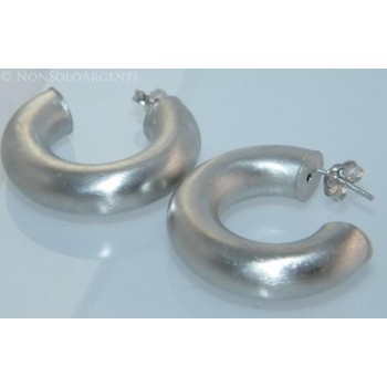 NSA|Orecchini Donna Argento 925 ITALIANO Anelle Cerchi sabbiati con perno e farfallina in 5 modelli