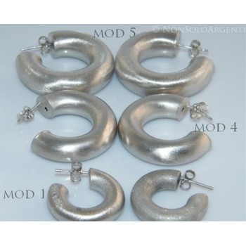 NSA|Orecchini Donna Argento 925 ITALIANO Anelle Cerchi sabbiati con perno e farfallina in 5 modelli