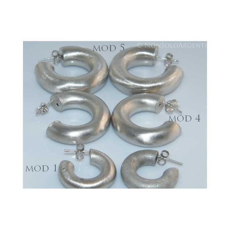 NSA|Orecchini Donna Argento 925 ITALIANO Anelle Cerchi sabbiati con perno e farfallina in 5 modelli