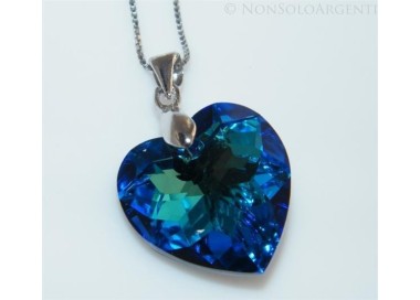 NSA|Collana in argento 925 con ciondolo Cuore BLU sfaccettato swarovski con garanzia ed astuccio