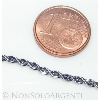 NSA|Acciaio : Collana uomo / donna Stainless Steel silver cavetto ritorta 60 cm