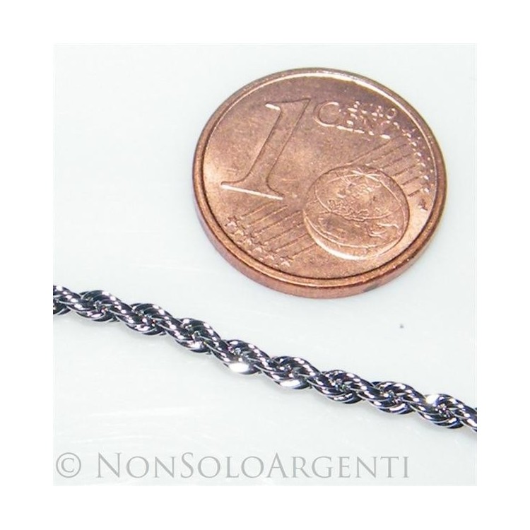 NSA|Acciaio : Collana uomo / donna Stainless Steel silver cavetto ritorta 60 cm