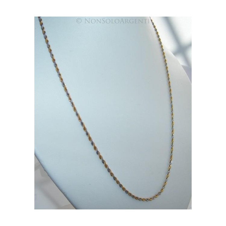 NSA|Acciaio : Collana uomo / donna Stainless Steel silver e oro cavetto ritorta 60 cm x 2mm